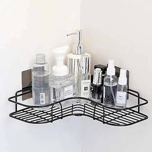 UK ZONE Bathroom Corner Shelf Organizer Storage Hanging Shower Caddy Rack (Black) Stainless Steel Wall Shelf