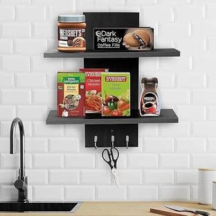 allwinegy Wood Wall Mounted Aai Decorative Display Shelf Racks 3 Key Holder Wooden Wall Shelf