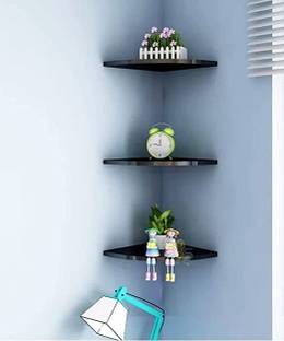 WallHeaven WallHeaven Wooden Corner Floating Shelves,3 Tiers Small Beautiful Wall Mounted MDF (Medium Density Fiber) Wall Shelf
