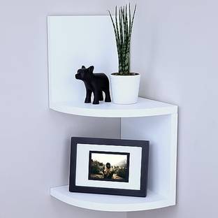 Mehsha Zigzag Floating Corner Wall Shelf Stand | Corner Shelf Wooden Wall Shelf