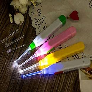 Wishland Safety Ear Cleaner Ear Pick Wax Remover Earpick with Flash Light -Pack of 4