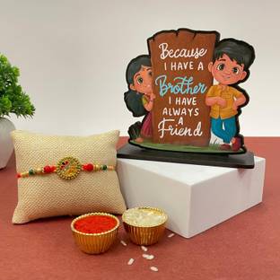Home Delight Designer TS-BecauseIhave Assorted Showpiece, Rakhi, Chawal Roli Pack  Set