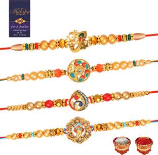 regus Designer RG_RAKHI_NEW_ST60 Assorted Rakhi, Chawal Roli Pack, Greeting Card  Set