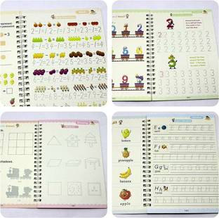 Lunavisor Copybook (4 Books + 10 Refill) Sank Magic Practice Copy Book For Kids SANK Re-Us Book-size Notebook RULE 40 Pages