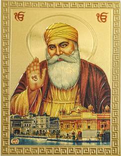 HAWAI Guru Nanak Dev Ji Gold Plated Photo Pocket Size Photo (3.5 x2.5 in) Religious Frame