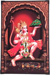SujArta Lord Hanuman Anjaneya Photo Frame, Premium 12*18 Inch Vinyl Print, 8mm thick Religious Frame