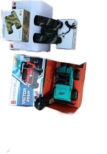Kmc kidoz Combo Remote Control Monster Jeep with Head Lights Army Style Binoculars
