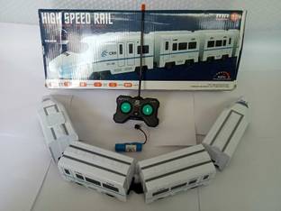 Kmc kidoz Remote Control Rechargeable High Speed Bullet Train Set with LED Light Rail