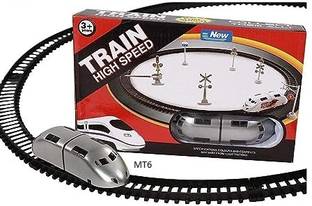 Just Akura High Speed Metro Train Toy with Tracks for Kids (Black/silver) RY94