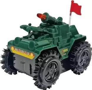 Just Akura Tumbling Military Tank Toy with Flash Light (Multicolor, Pack of: 1)_Q13