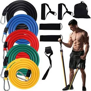 TRIMMO ® (11pcs) for Exercise, 100% Natural Latex Toning Tubes Kit Resistance Tube