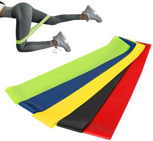 TRIMMO 5 Set Loop Elastic Belt Round Rubber Rope | Workout Pull Arm Bands | Knee Legs Resistance Tube
