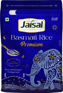 Jaisal Organic Jaisal Premium Basmati Rice 5kg | XXXL Grain Elongates Up to 24mm | Aged 2 Years Black Basmati Rice (Long Grain, Steam)