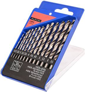 Kiesh HSS03 Drill Bits 13 pcs of High Speed Steel HSS Drill Bit set for drilling wood, steel, plastic and aluminium 1.5-6.5 mm Pack Of 1 Rotary Bit Set