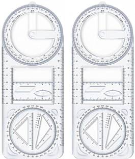 WANQLYN Plastic Movable Drawing Template Measuring Math Ruler Ruler