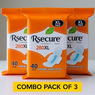 R secure New Cotton Soft Gel Technology Sanitary Pad Size-XL 280mm(120pad) Sanitary Pad
