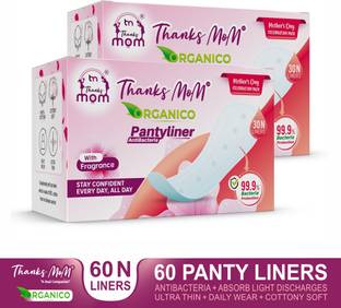 थैंक्स मॉम ऑर्गनिको पैंटी लाइनर्स 30 लाइनर्स बॉक्स (30X2 60 लाइनर्स का कॉम्बो) पैंटी लाइनर