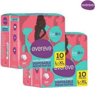 EverEve Ultra Absorbent, Heavy Flow Disposable Period Panties-10 Panties in Each Packet Sanitary Pad
