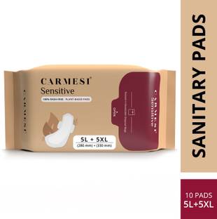 Carmesi Sensitive - Sanitary Pads for Rash-Free Periods (5 Large + 5 XL) Sanitary Pad