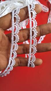 Pachrangi festival special lace border gpo White one side round but round shape 9meter 1cm Lace Saree Falls