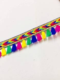 A M ENTERPRISE Laces for Dresses, Sarees, Lehenga,Decorations, Borders, Craft (Multicolour)9mtr Cotton Silk, Lace Saree Falls