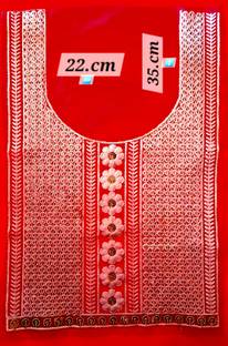 Pachrangi Sequin Net Fabric White(Base) 22cm+35cm embroidery Neck Gala dress throat1 piece Net Saree Falls