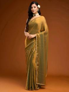 Praveena Designer Solid/Plain Bollywood Silk Blend Saree