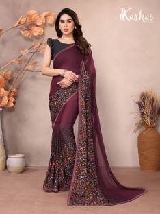 kashvi sarees Embellished, Floral Print Bollywood Georgette Saree