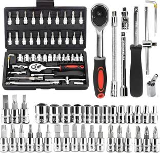 MOHINNI CREATION High Quality 46pcs 1/4-Inch Tool Ratchet Wrench tool Kit Household Socket Set