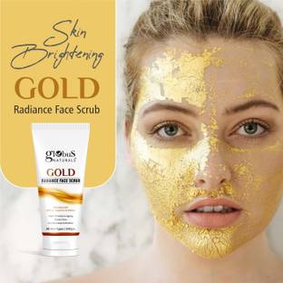 Globus Naturals Gold Radiance Anti Ageing & Brightening Face Scrub with Saffron|Boosts Glow Scrub