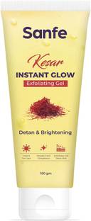 Sanfe Kesar Instant Glow Exfoliating Gel Visibly remove tan brighten skin AHA BHA Scrub