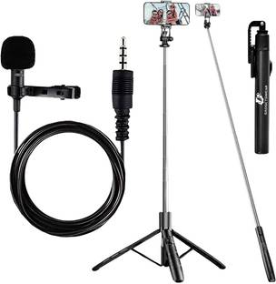 GADGETSWEAR (Combo with Collar Mic) Selfie Stick with Tripod Stand, Selfie Stick 360 Degree, Tripod Kit