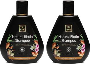 TRU HAIR Natural Biotin Shampoo Rich in Almond Oil, Aloe Vera & Vit E