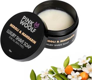 Pink Woolf Luxury Shaving Soap for Men & Women | Classic Zesty Fragrance - Neroli & Mandarin | Refreshing and Moisturizing | Great Addition to Your Shaving Kit Shaving Soap