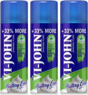 VI-JOHN Shaving Foam For Sensitive Skin (400 gm Each, Pack Of 3)