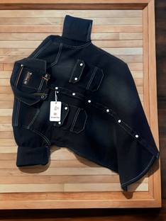 Men Solid Casual Black Shirt