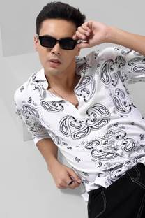 Men Printed Casual White Shirt