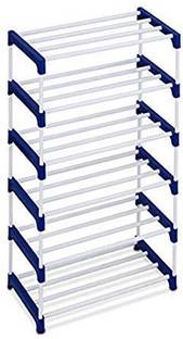 BRANTOX Shoe Rack Stand Plastic Blue 6 Step Plastic Collapsible Shoe Stand