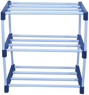 MEZIRE 3 shelves metal shoe stand, multipurpose rack, clothes racks, books rack shelf Metal, Plastic Shoe Stand