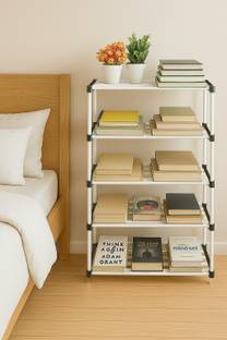 Srmaji Store Storage Rack 5 row Plastic Open Book Shelf