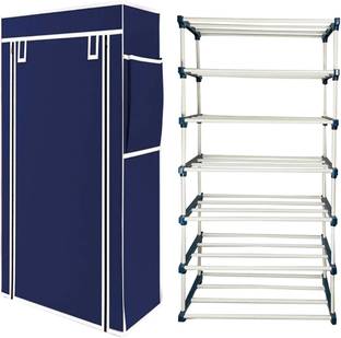 DEMARK Multipurpose shoe rack/Wardrobe Heavy Material PVC Plastic Pipes with cover Plastic Collapsible Shoe Stand