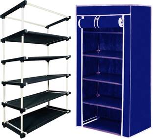 girja GIRJA Multipurpose 5 Layer shoe rack/book shelf/Wardrobe Heavy Material PVC Plastic, Plastic Collapsible Shoe Stand