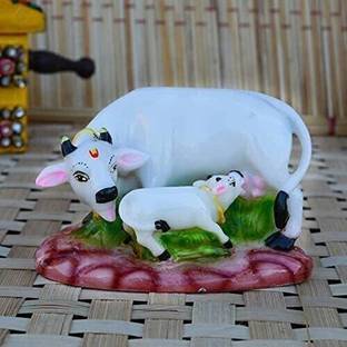 Aaina creations Brings Superior Resin Cow with Calf Showpiece, Small, Decorative Showpiece  -  12 cm