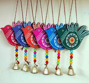 ASM CREATION Mandala Birds Hanging Decoration Home Decor (Set of 6) Decorative Showpiece  -  28 cm