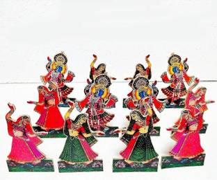 AARSHI CREATION Laddu Gopal Rasleela Gopi with Krishna Set of Krishna ji Rasa Set ( 4 Inch ) Decorative Showpiece  -  10.16 cm