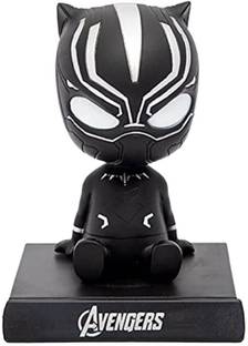 Fullkart Black Panther Bobblehead with Mobile Holder for Car Dashboard, Office Desk Decorative Showpiece  -  9 cm