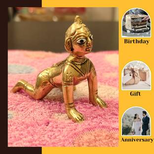 Neo Classic Ashtadhatu-Brass Laddu Radha Idol No.1 (Bal Radha Rani Ji) Height 2.5 inch Decorative Showpiece  -  6 cm