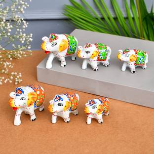 Giftiya 3 inch Elephant Showpiece Set 2 Self Adhesive Sticker