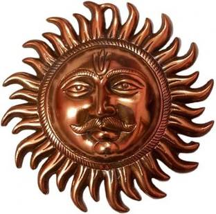DARIDRA BHANJAN Vastu Wall Sun Surya Suraj Sharp Rays Handmade Copper Big Wall Hanging decor Decorative Showpiece  -  14 cm