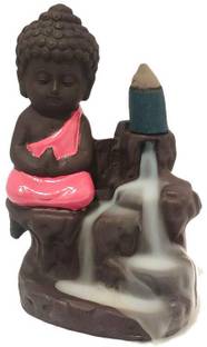 BZILO PINK BUDDHA With 10 cones, Polyresin Statue B_2 Decorative Showpiece  -  8 cm